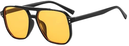 AXNKDH Retro Pilot Sunglasses for Women Men 70s Square Vintage Oversized Double Bridge UV400 Protection