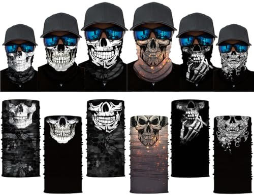 6 stycken balaklava, motorcykel, sinnesmask, skelettmask, balaclava, dödskalle, balaclava, helkroppsmask för män, skidmask, set, sommar, ventilerande, skelettmask, vindtät