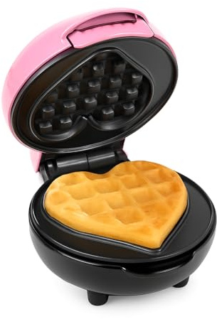 O2ktb MyMini Heart Waffle Maker – Compact Nonstick Mini Waffle Iron for Heart-Shaped Waffles, Cookies, Paninis, Hash Browns & More – Portable Kitchen Appliance