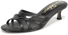 Sam Edelman Sandales Camille Kitten Heel pour femme | Ivoire moderne | Sandales à lanières ouvertes à talon | Fermeture à boucle | Coupe normale |, Noir et argent, 40 EU