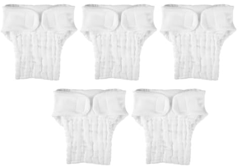 Abaodam 5Pcs Reusable Cotton Nappy Liners Diaper Inserts Breathable Absorbent White Size L for 9-15 Months Infants 10-15Kg Changing Pad Liners