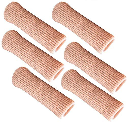 SOHLER 6 Packs Closed Toe Caps Finger Covers Sleeve Protectors, Elastic Fabric Lined with Soft Gel (Large 3/4x 2-1/2)