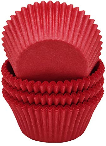 Mombake Premium röd fettbeständig muffinsfodral muffinspapper bakformar standardstorlek, 100 stycken