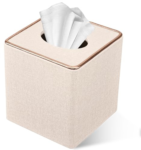 LADSTAG Cosmetic Tissues Box Leather Tissue Box Tissue Dispenser (Beige)