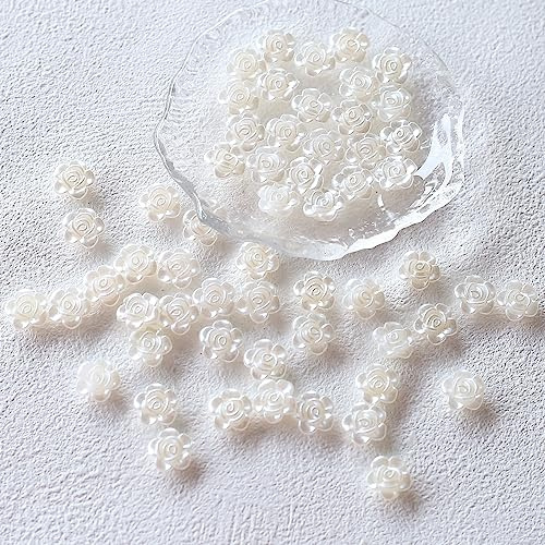 YIEUR 490 perline bianche a forma di fiore scintillanti, 12 mm, con foro per fai da te, 150 g, per braccialetti e decorazioni artigianali (rosa)