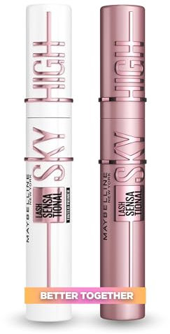 Maybelline New York, Kit de Rutina de Pestañas Sky High, Incluye: Primer de pestañas Sky High con Ceramidas y Provitamina B5, Color Negro + Máscara de pestañas Sky High, Longitud sin límites+Volumen