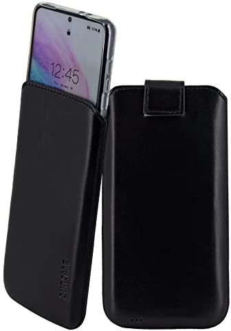 Suncase Etui Tasche kompatibel mit Samsung Galaxy S24 Plus 5G Hülle mit ZUSÄTZLICHER Case/Schale/Bumper Lasche mit Rückzugfunktion Handytasche Ledertasche Schutzhülle in schwarz