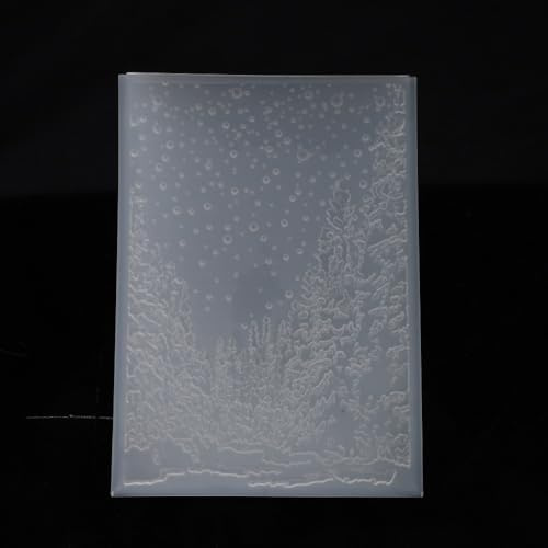 NZJ 3D Texured Merry Christmas Tree Forest Background Plastic Embossing Folders for Card Making Scrapbooking and Other Paper Crafts