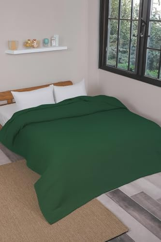 nottoc Couvre-lit double vert vert foncé 220x240cm – Piqué gaufré de qualité supérieure 100 % coton – Couverture d'été légère à l'aspect gaufré – Couverture en coton comme jeté de lit, jeté de canapé