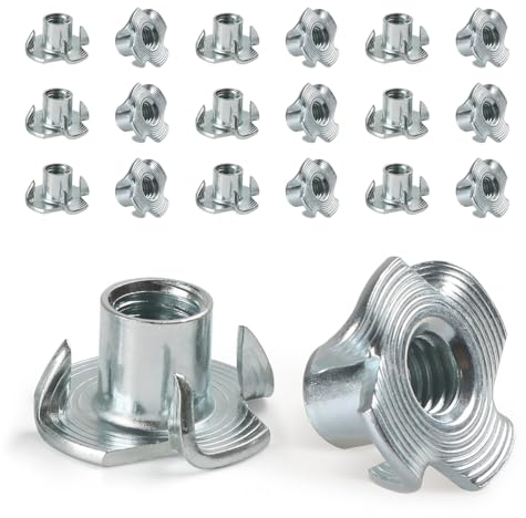 FOMGIIN Einschlagmuttern M6 X 9mm, 20 Stück Gewindeeinsatz Einschlagmutter Schlagmuttern,Kohlenstoffstahl Einschraubmutter mit 4 Einschlagspitzen für Kunststoff Holz, DIN 6930 / ISO 6930g