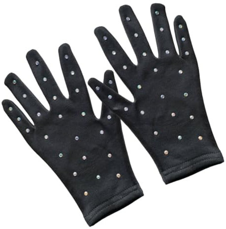BELLIFFY 1paar Eiskunstlauf Performance Handschuhe Für Mädchen Dekorative Tanzhandschuhe Mit Strass Elastisches Material Atmungsaktive Fingerhandschuhe Für Partys Und Bühnenaufführungen