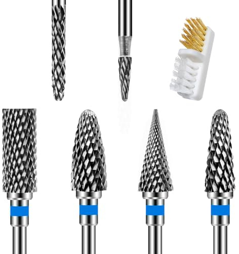 ANRUI 6 Pezzi Punte Fresa Unghie, 3/32 Pollici Punta Fresa Unghie per Rimuovere Gel Acrilico Cuticola, Punta da Trapano per Unghie in Carburo di Tungsteno per Uso Domestico Salone