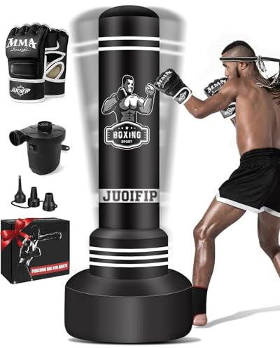 JUOIFIP Boxing Bag Set with Electric Pump and Boxing Gloves, 180cm Free Standing Punch Bag, Punching Bag Adult for Training MMA Muay Thai Fitness Beginners