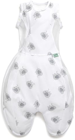 PurFlo Swaddle to Sleep Bag | Lightweight 0.5 tog Summer Infant Swaddle | 0-4 Months | Breathable Newborn Baby Sleeping Bag | Grows With Your Baby | Swaddle Arms In or Out | Hip Healthy | ELEPHANT