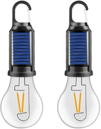 2 Pack Rechargeable Solar Camping Lantern for Tents, Waterproof Retro LED Camping Tent Light with 3 Modes, Portable Hanging Camping Lamp for Hiking, Fishing, Backpacking, Emergency Light (Solar-T01)