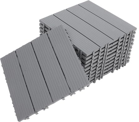 SOIMISS 11pcs Grey Waterproof Outdoor Plastic Interlocking Deck Tiles Patio Balcony Garden Floor Slabs Decorative Imitation Woodgrain Flooring for Outdoor Use