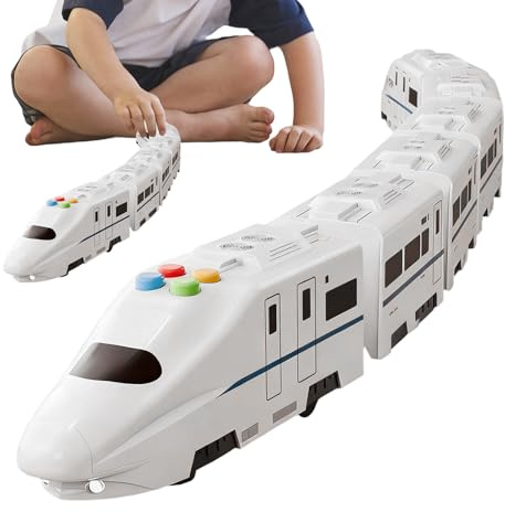 Kanoauo Tren Eléctrico | Modelo De Ferrocarril De Montaje Libre | Tren Eléctrico de Alta Velocidad con Luces y Música,para Niños Fiestas Cumpleaños Niñas y Niños
