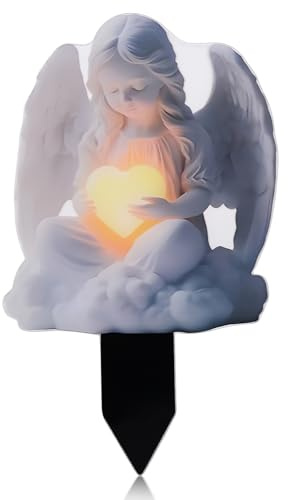 Cisolen Statuetta in miniatura a forma di angelo da giardino, decorazione per tomba, resistente alle intemperie, per cimitero, vaso da fiori, decorazione per vaso, fattoria, cimitero