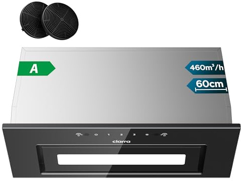 CIARRA CBCB6931B Cappa Aspirante Incasso 60cm Classe A- 460m³/h - 3 Velocità - Doppia Modalità -Controllo Gestuale-Facile Installazione-Con Carbone Attivo CBCF055 - Acciaio Inox Nero