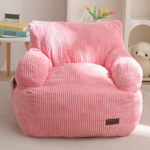 MAXYOYO Puff Infantil Pana, Sillón Puf Relleno para Niños y Niñas, Sofá Lazy con Bolsillo, Silla de Suelo para Juegos, Lectura