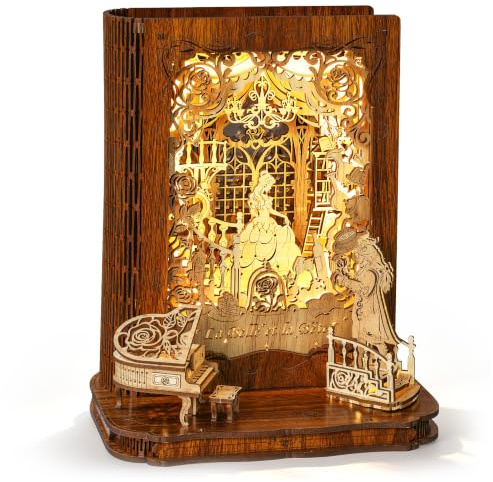 FUNPOLA La Belle et la Bête Storybook Lamp, LED 3D Puzzle Nightlight | DIY Storybook Puzzle Lamp, Interior Warm Glow, Home Decor Gifts, 82-Piece, DIY Build 2-4H, Collectors