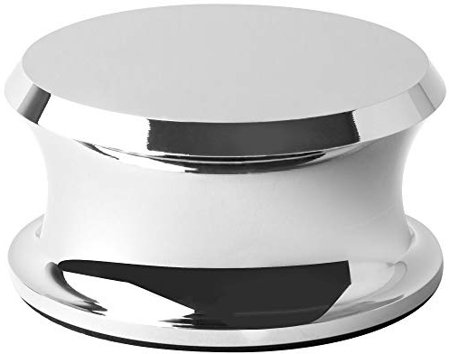 Hudson Hi-Fi BigBen Record Weight Stabilizer with Protective Leather Pad - 13-Ounce Vinyl Turntable Weight - Durable & Stylish LP Stabilizer - Fits on Any Turntable - Chrome