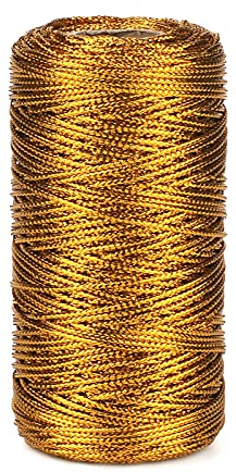 jijAcraft 100M Gold Schnur, Kordel Gold Metallic, 1,5mm Goldfaden DIY Bastelschnur für Basteln, Geschenkverpackung, Weihnachts Dekoration