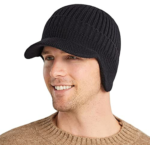 YAMEE Gorro Invierno Hombre con Orejeras,Sombreros de Punto para Hombre Cálido,Gorras Hombre con Forro otoño/Invierno