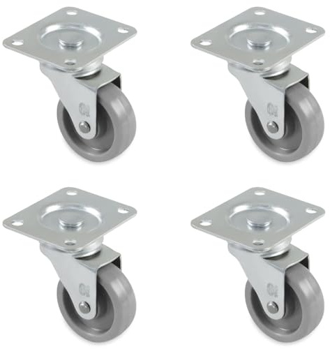 amig - Set di 4 ruote per mobili mod. 2500, con piastra e cuscinetti, Misura: 60 mm, Carico massimo per ruota: 40 kg, Realizzate in nylon, Colore grigio, Senza freno