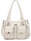 KL928 Handtasche Damen Umhängetaschen Damenhandtasche Schultertasche gemacht aus PU Leder Kunstleder Elegant Damen Tasche für Büro Schule Einkauf mit vielen fächern (UV Beige)