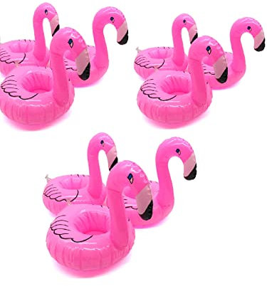 9 Stück Kleine Flamingo Getränkehalter, Aufblasbare Getränkehalter für Whirlpool, Mini-Flamingo Schwimmender Getränkehalter, Getränkehalter für Schwimmbad