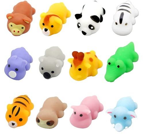 POPOYU Mini Squishy 12 stycken kawaii set, Mochi, fidget-leksak, anti-stress squishies, mochi för barn, julsgästgivning, födelsedagar