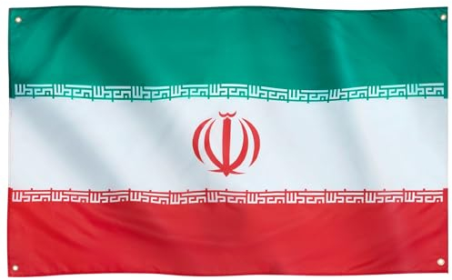 Runesol Bandiera Iran, 91x152cm, 3ft x 5ft, 4 Occhielli, Bandiera Iraniana, Repubblica Islamica dell'Iran, Persia, پرچم ایران, Interno, Esterno