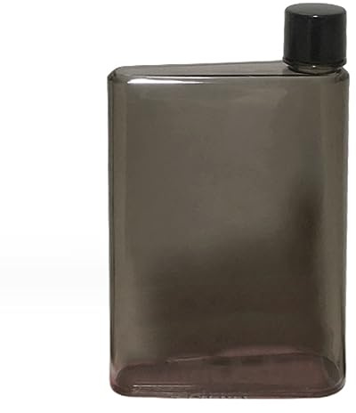 Tyenaza Botella de agua plana, botella de agua delgada para bolso, a prueba de fugas, bolso delgado, poket, botella para deportes al aire libre, fitness, camping, senderismo, ciclismo, 350 ml, negro