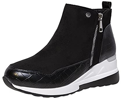 riou Stivaletti da Donna con Tacco Largo Midi Invernali Comodi Eleganti Casual Stivali Stivaletti Stivali Donna Gambale Curvy Pianta Larga Comoda Chiusura Fodera Calda Suola Interna