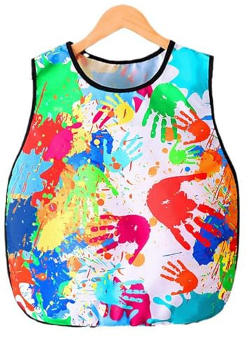 WKRTDY Tablier de Peinture réglable pour Enfants, sans Poches, 1pcs Tablier de Peinture pour Enfant Imperméable, Blouse d'artiste pour Garçons et Filles, pour la Peinture, Le Bricolage et la Cuisine