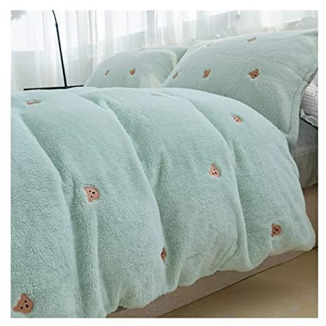 Juego de ropa de cama de franela gruesa de 4 piezas de terciopelo coral de doble cara funda de edredón más gamuza de invierno terciopelo leche cordero terciopelo juego de cama matrimonial (color: D,