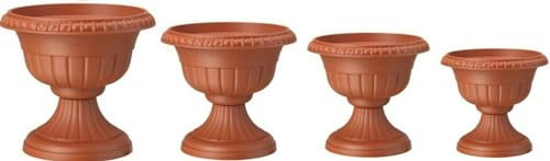 pokm toolsmarket - ⌀25cm Pflanzkübel Pflanzpokal, dekorative Amphore, Pflanzgefäß Schale Vase Topf auf Fuß, Farbe Anthrazit, Blumentopf Roma No. III
