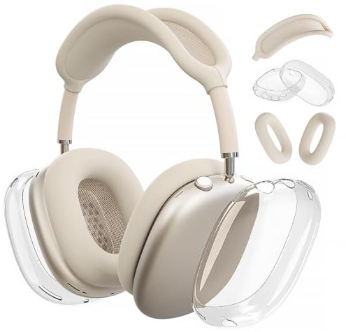 Woyinger Funda de silicona para AirPod Max, funda transparente de TPU suave para AirPod Pro Max, fundas de silicona para auriculares de esqueleto, funda para Airpods Max, accesorios para Apple AirPods