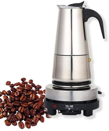 Taozhiyy Espressokocher Edelstahl, Elektrisch Kaffeekocher, Mokkakanne für 6 Tassen 300ml mit Induktionsherd, Espressokanne, Haushalt Espresso Maker, Spülmaschinengeeignet