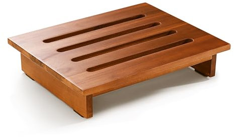 Holana 3.5 One Step Stool for Adults - Step Stools for Bed - Indoor/Outdoor - 200 lbs Safety Stepping Stool Bathroom for Handicap, Elderly, Seniors, Kid, Bathtub, High Beds, Kitchen (Walnut)