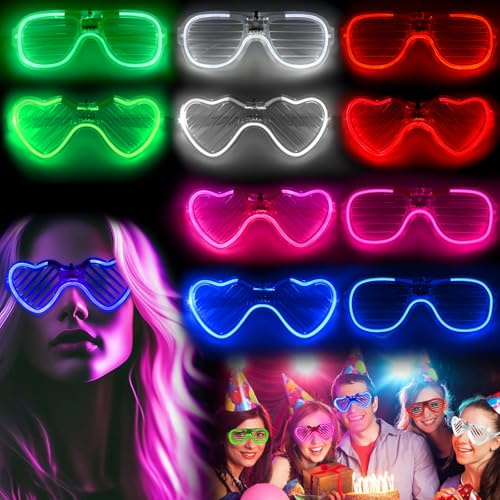 HAASIKI 10 Pcs Neon Party Glasses in 5 Colour Light up Glasses for Birthday