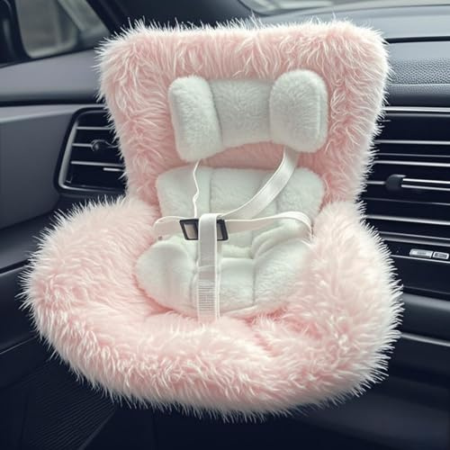 Tomcrazy Accessori per bambole da 10-17 cm, seggiolino auto per bambola da 17 cm, con clip sulla presa d'aria dell'auto, include gamba del sedile per sedia per esposizione desktop (rosa)