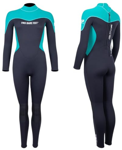 Two Bare Feet Women’s 3/2mm SupaFlex Full Length Summer Wetsuit – Superstretch Neoprene Back Zip for Surfing, Paddleboarding & Open Water Swimming (Black/Teal, 2XL)