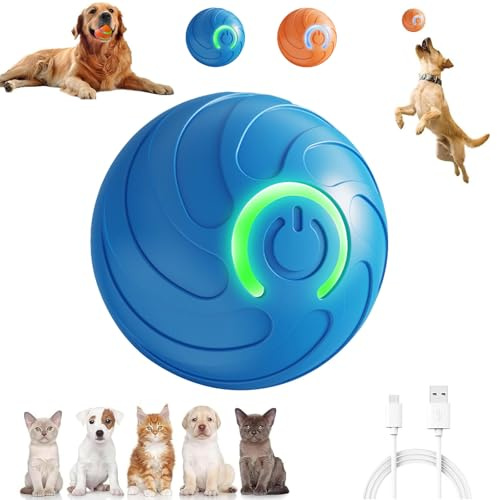Générique Balle Interactive Intelligente pour Chien,Jouet à Rouler Automatique à 360°,Jouet Rechargeable USB Automatique avec Vibration et Rebond,Balle à Rouler pour Chien avec Lumière (A)