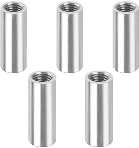 Xiciki 5 Stück M8×30mm Runde Gewindemuffen, 304 Edelstahl Rundmuffen Verbindungsmuttern, V2A Innengewinde Distanzmuffen Kupplungsmutter Stabmutter Länge Muttern