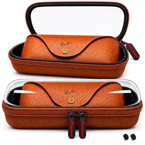 Saulmann® Funda protectora para Ray-Ban Meta Smart Glasses, carcasa rígida, ventana transparente, Wayfarer | Skyler | Headliner, incluye 2 x Meta Smart Glasses LED Blocker, marrón, Talla única