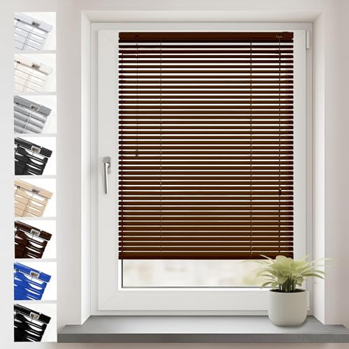 Sonello Aluminiumpersienn att klämma fast 55 x 175cm Brun Klemmfix | Jalusier utan borrning, Insynsskydd veckad rullgardin, Bländskydd, Ljusskydd, Solskydd, för Fönster och Dörrar