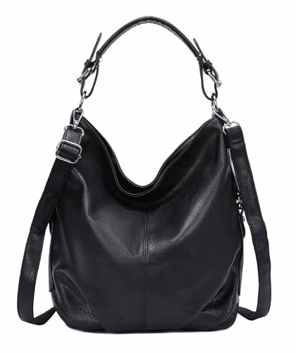OBC Damen Tasche Shopper Hobo-Bag Henkeltasche Schultertasche Umhängetasche Handtasche Crossover CrossBag Damentasche Reisetasche Beuteltasche (Schwarz.)