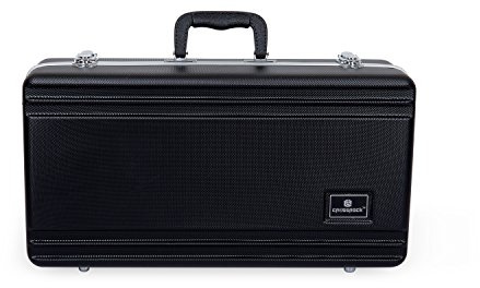 Crossrock Trumpet Case for Bb Horn | Textured Black Finish with Deep Blue Velvet Interior, Security Lock, Metal Feet & Detachable Strap (CRA860TRBK)